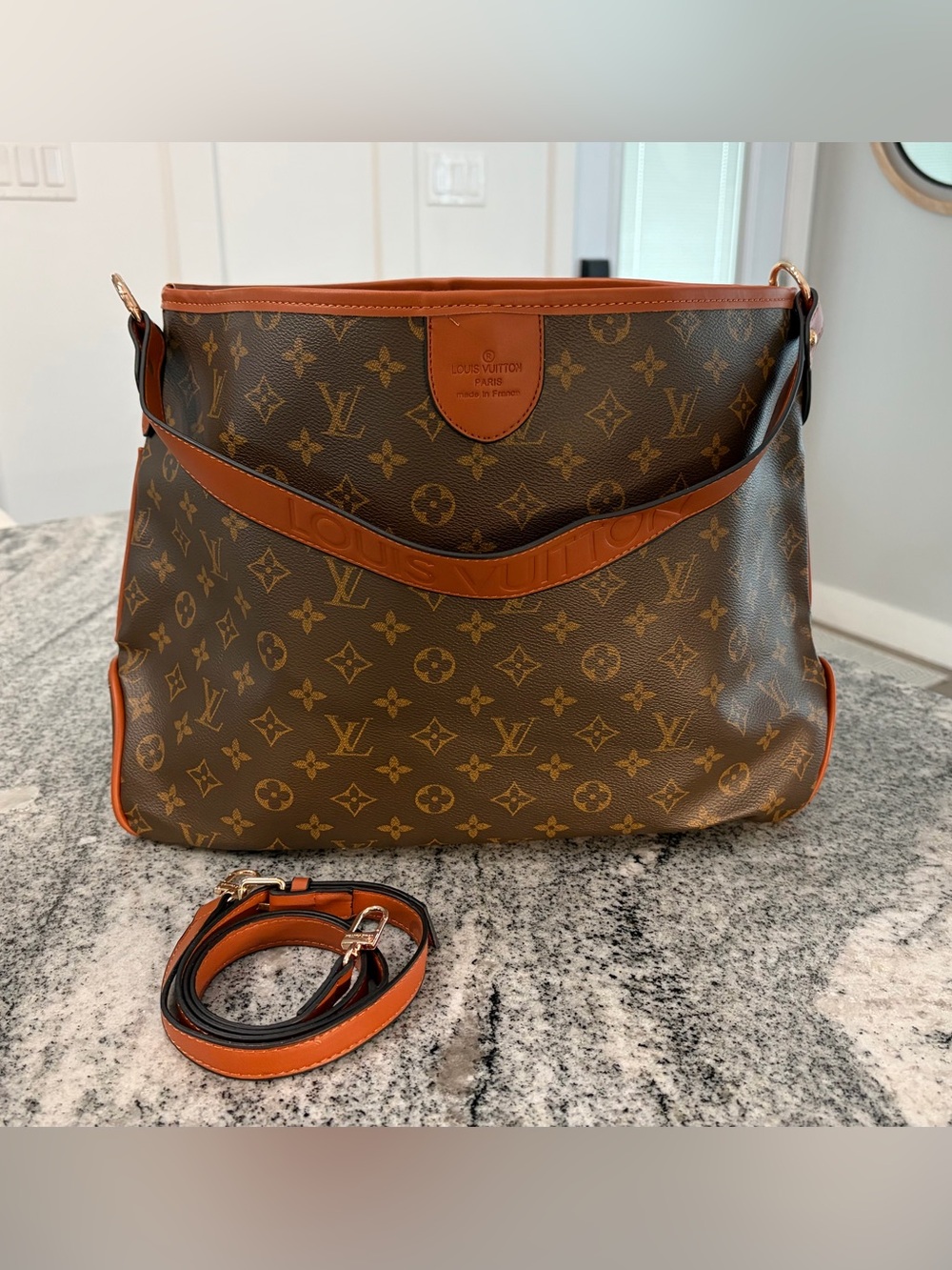 Monogram Shoulder Bag in Brown with Trim
